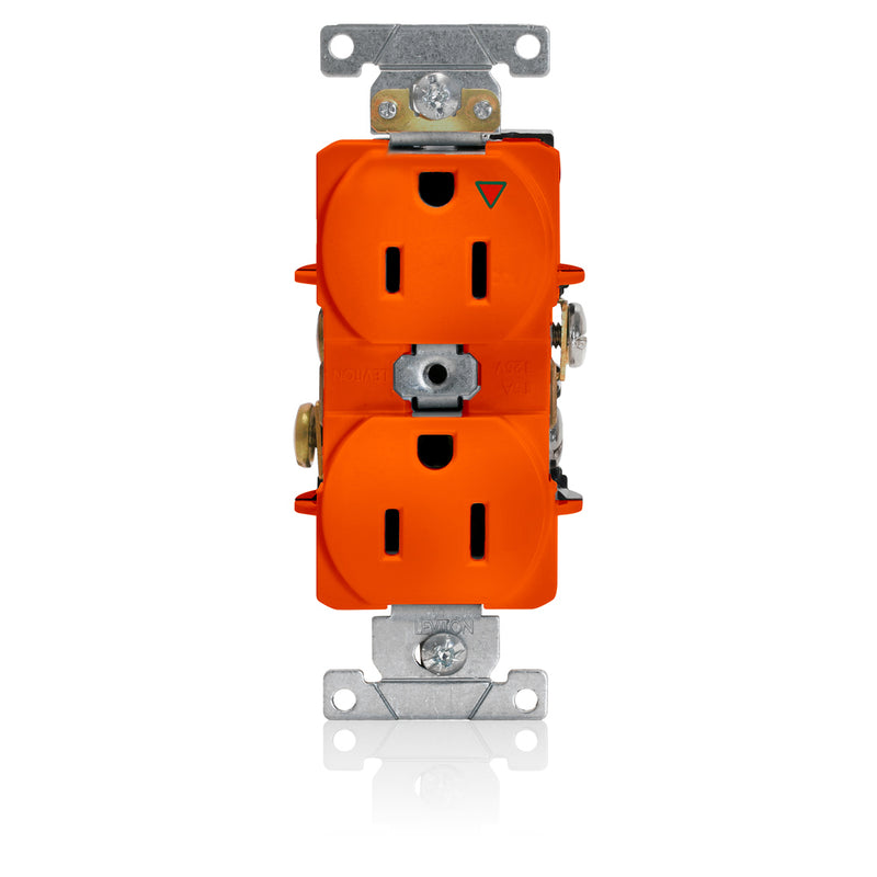 15A Isolated Ground Duplex Receptacle/Outlet, Industrial Grade, Self-Grounding