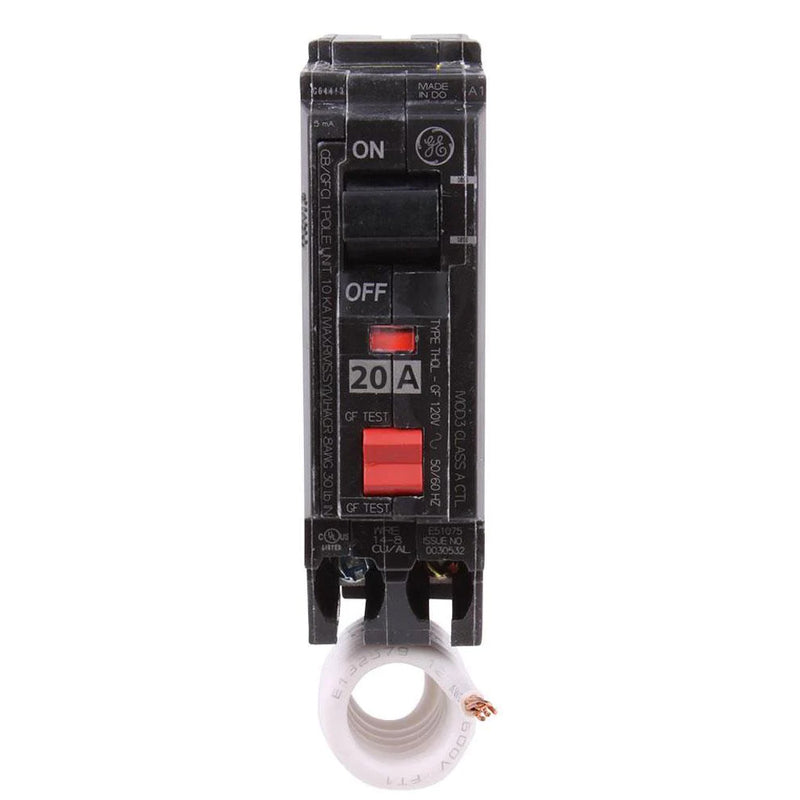 GE 20 Amp Single Pole GFCI Circuit Breaker
