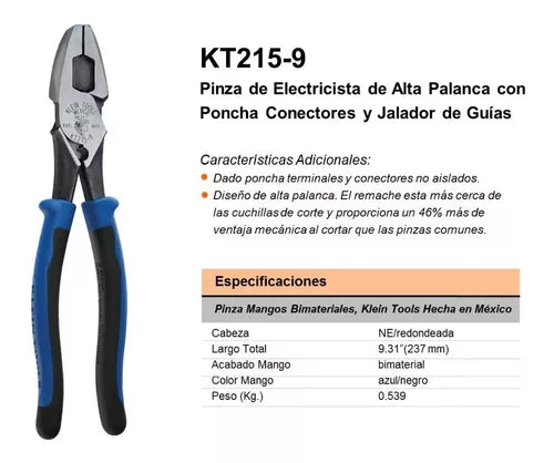 Klein Tools High leverage pliers with 9'' terminal punch and puller