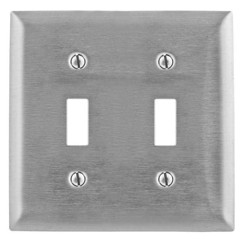 Switch Plate 2 Toggle Stainless Steel  P&S