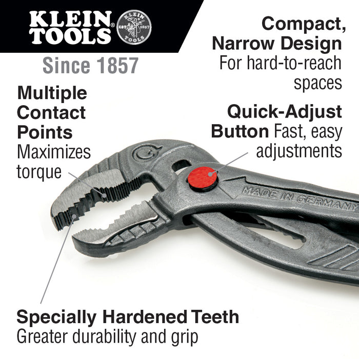 Klein Tools Quick-Adjust Klaw™ Pump Pliers, 12-Inch